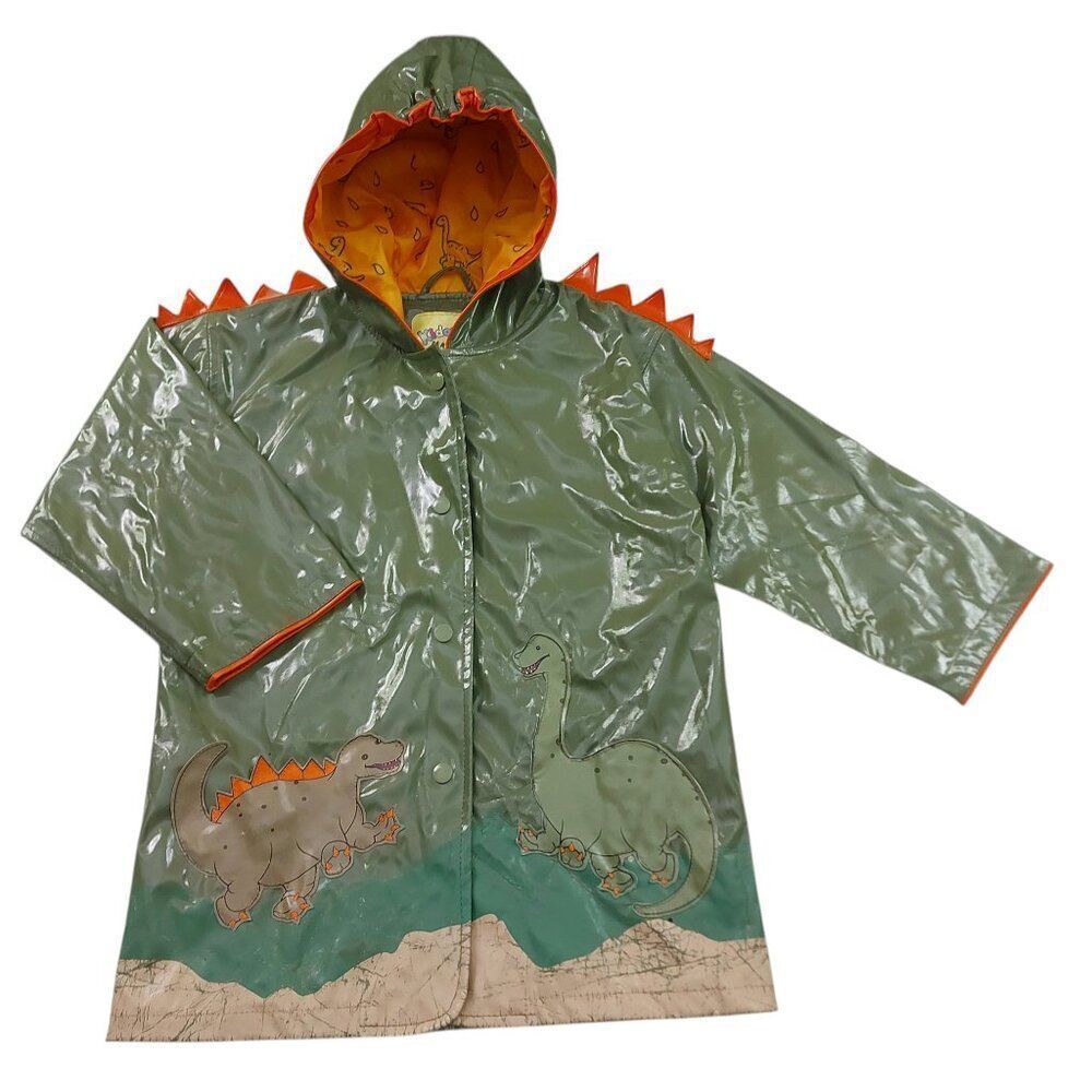 Kidorable Dinosaur Raincoat Kids 4/5 Green Spikes and Volcano All-Weather Snaps